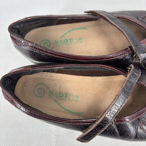 Naot Nau Mai Mary Jane Loafers Womens 8 EU 39 Dark Brown Burgundy Leather Flats - Picture 6 of 10